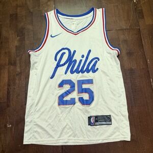 Nike Aeroswift NBA Phila 76ers Swingman Simmons‎ Off White Nike Jersey #25 Sz 44